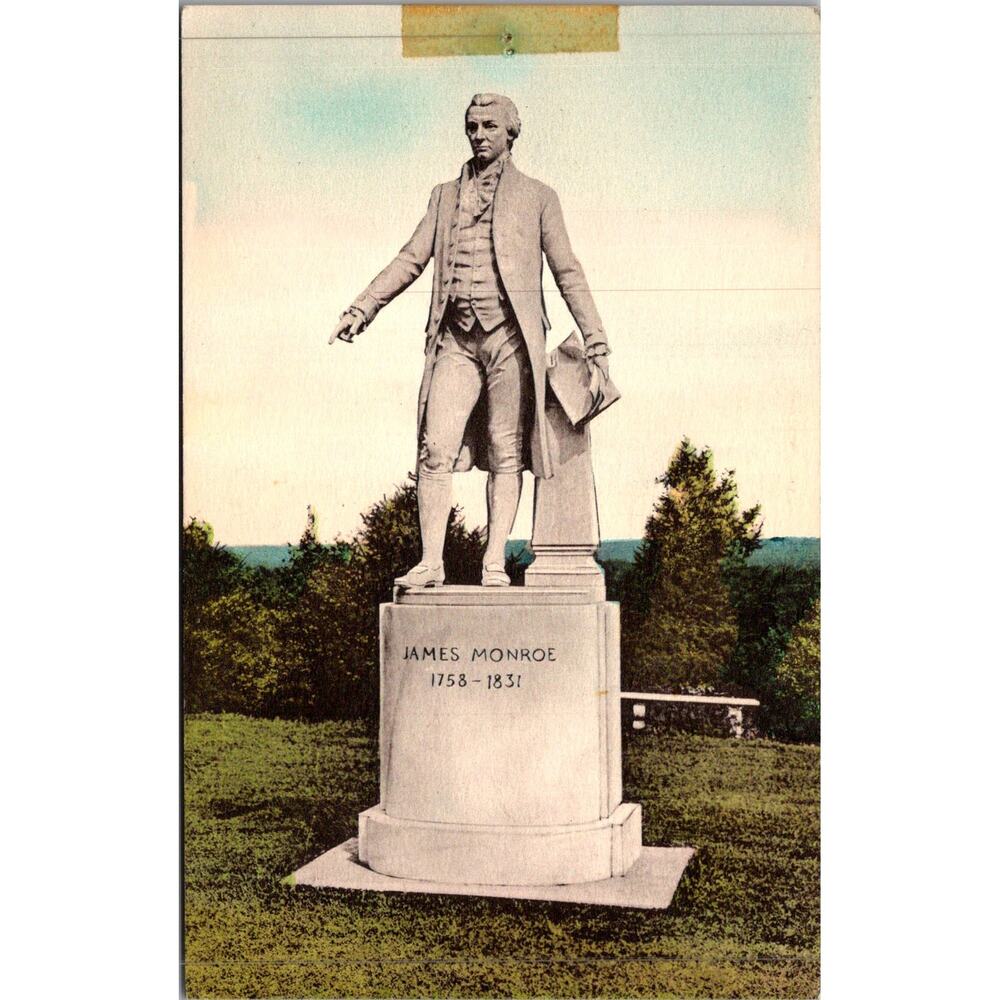 Carrara Marble Statue of President James Monroe Vintage Postcard SP17-17